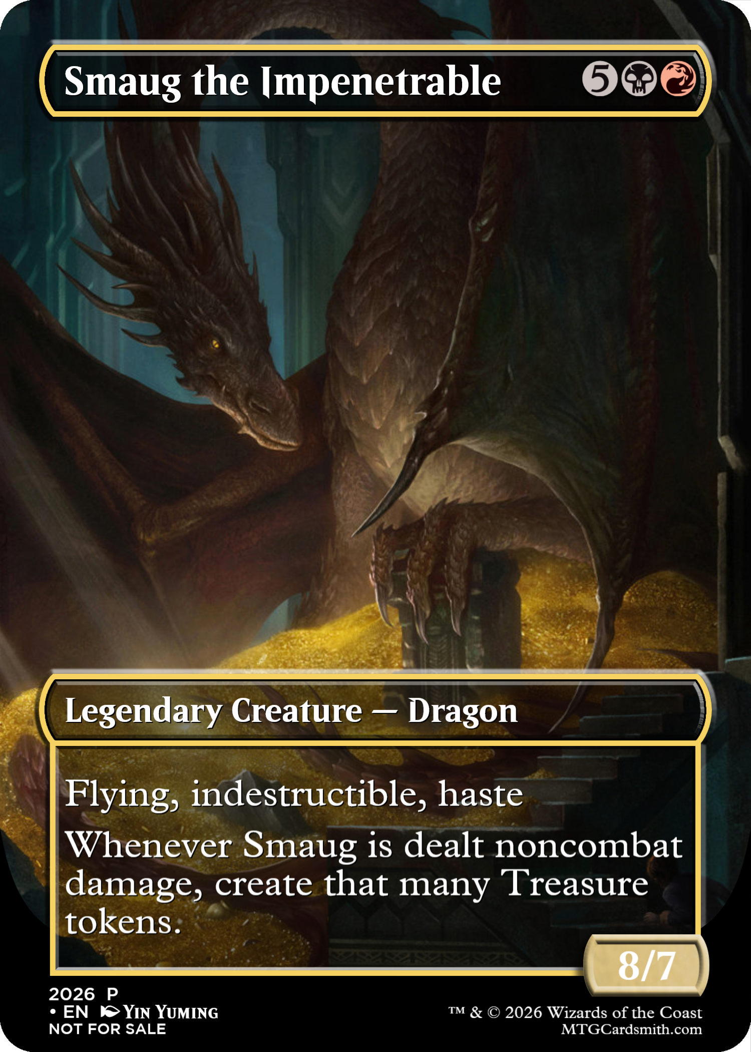 mtg smaug card token Magic | Custom Retro Style The Gathering collectible card game Smaug INFINITE TREASURE Combo |