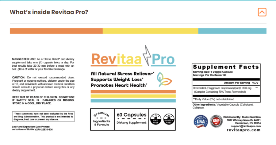 what is in revitaa pro