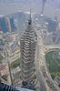 Aerial context view, tower evoking the architecture of the traditional Chinese pagoda