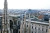 Aerial context view, from the top of the Duomo (Milan Cathedral)