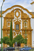 Argentina Pavilion, on Av. de las Delicias by architect Martin Noel, detail of Spanish Colonial Revival stuccowork on entrance