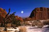 Near Moab, full moon over snow covered desert
