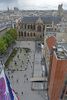 Aerial view showing whole fountain in Place Stravinsky, between the Centre Pompidou and the Church of Saint-Merri