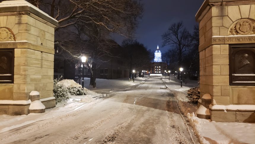 MU campus in snow