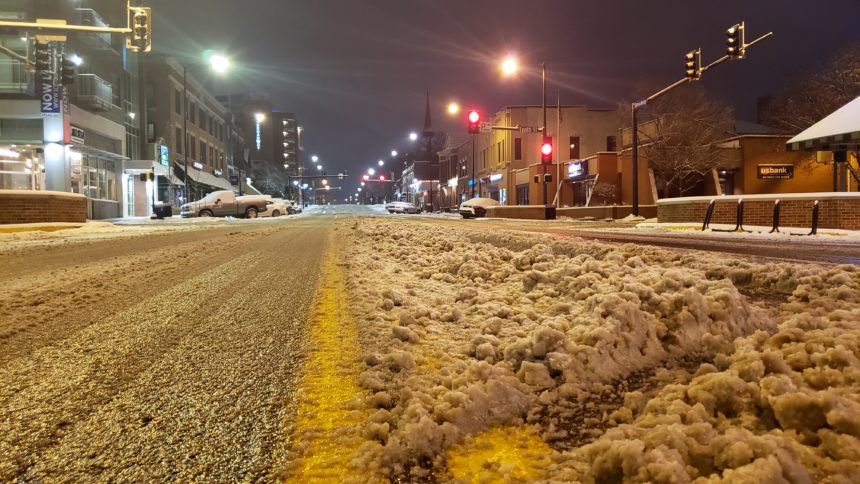 Downtown in snow