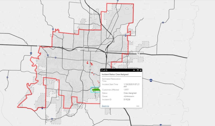 Nearly 2,000 Columbia Water and Light customers are without power Saturday morning.