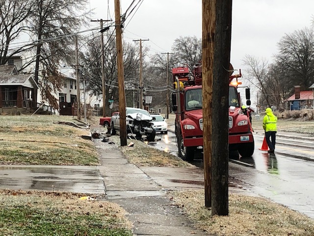 Vehicle crashes into power pole