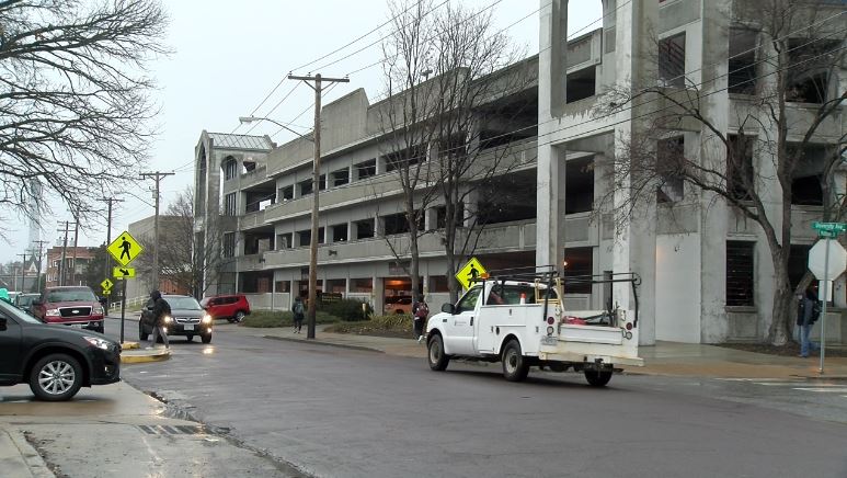Students cross the street at University Avenue and Matthews Street, where one person was hit Sunday morning.