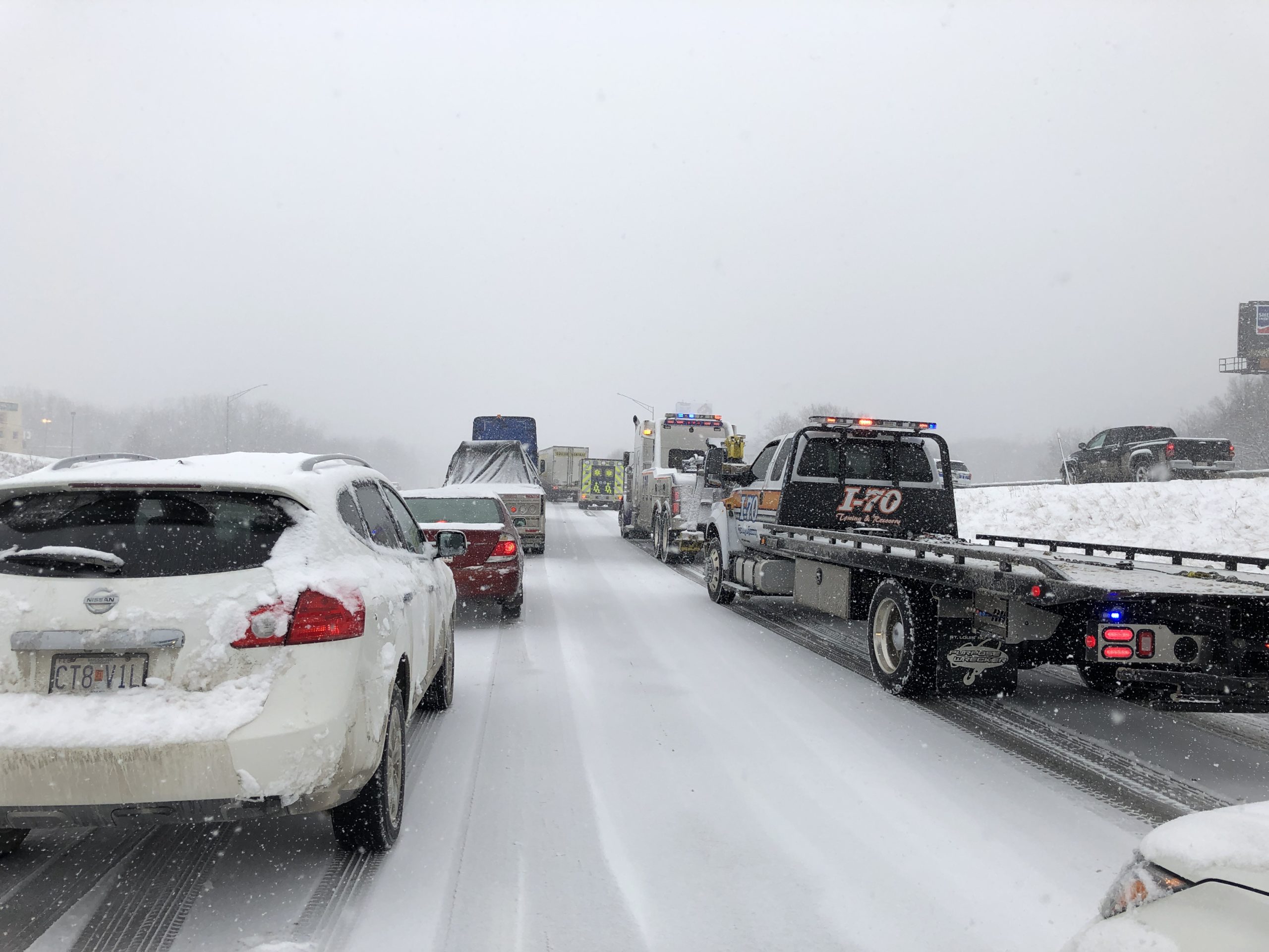 Traffic stalled on Interstate 70