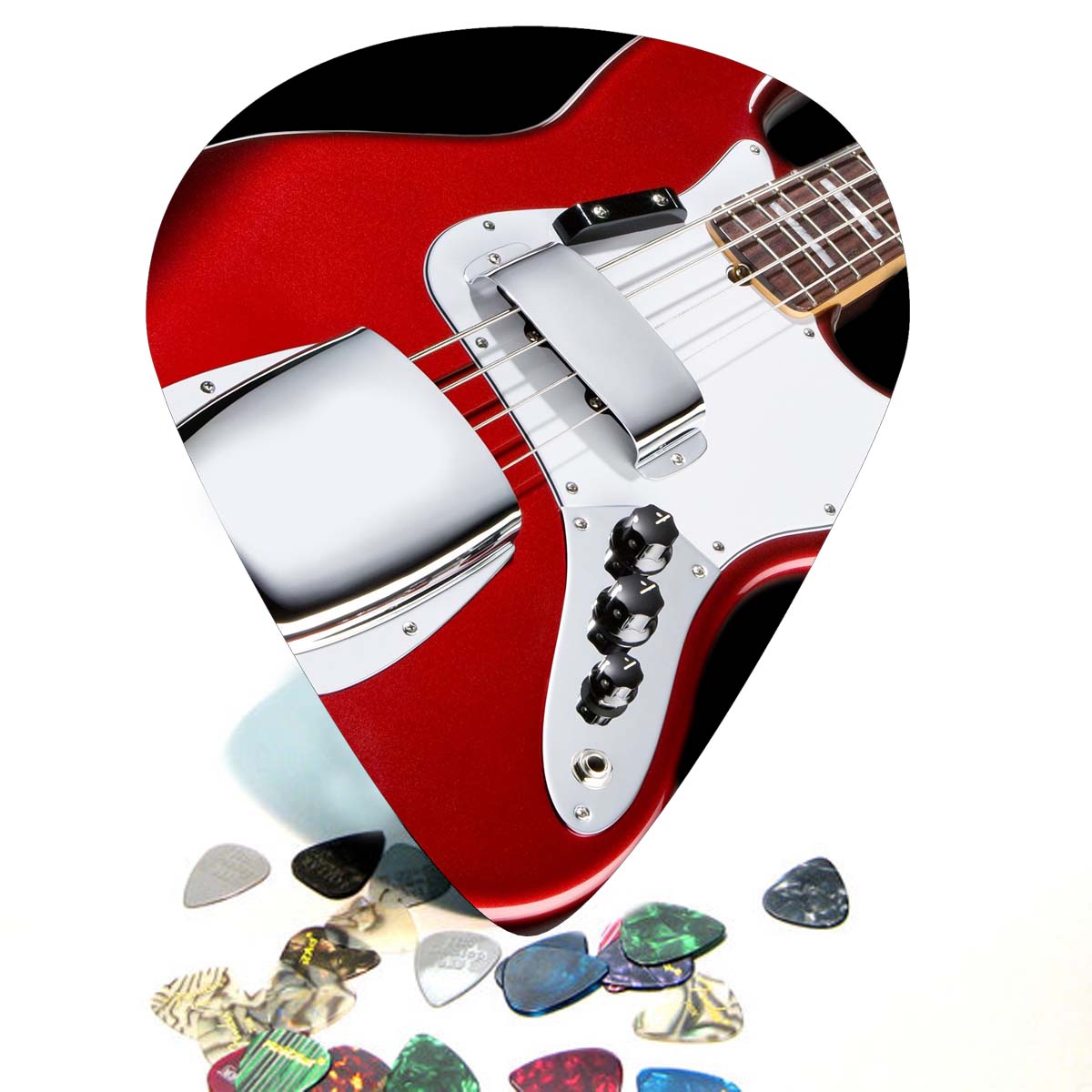 Vintage Red Bass Guitar Giant Pick Wall Art  – 1119