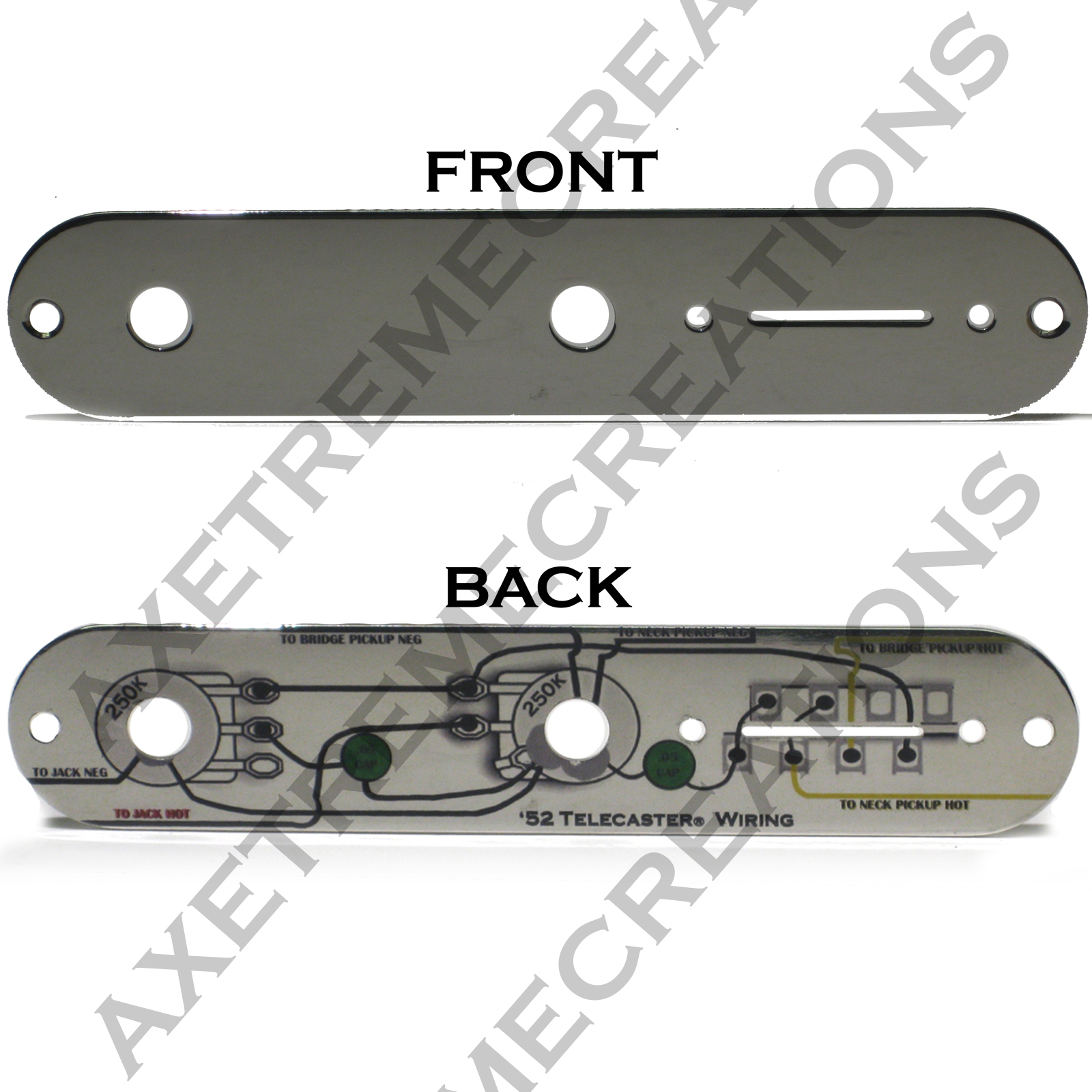 Custom Telecaster Chrome Control Plate - 52 Telecaster Wiring Diagram on Back