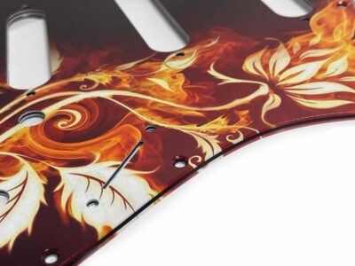 Stratocaster custom flames and flowers pickguard close