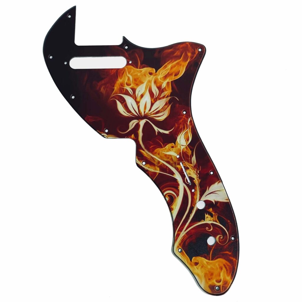 Telecaster Thinline 69 Ri Flames And Flowers Custom Printed Pickguard Axetremecreations 8345