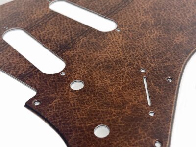 Leather Look Stratocaster custom printed pickguard closeup