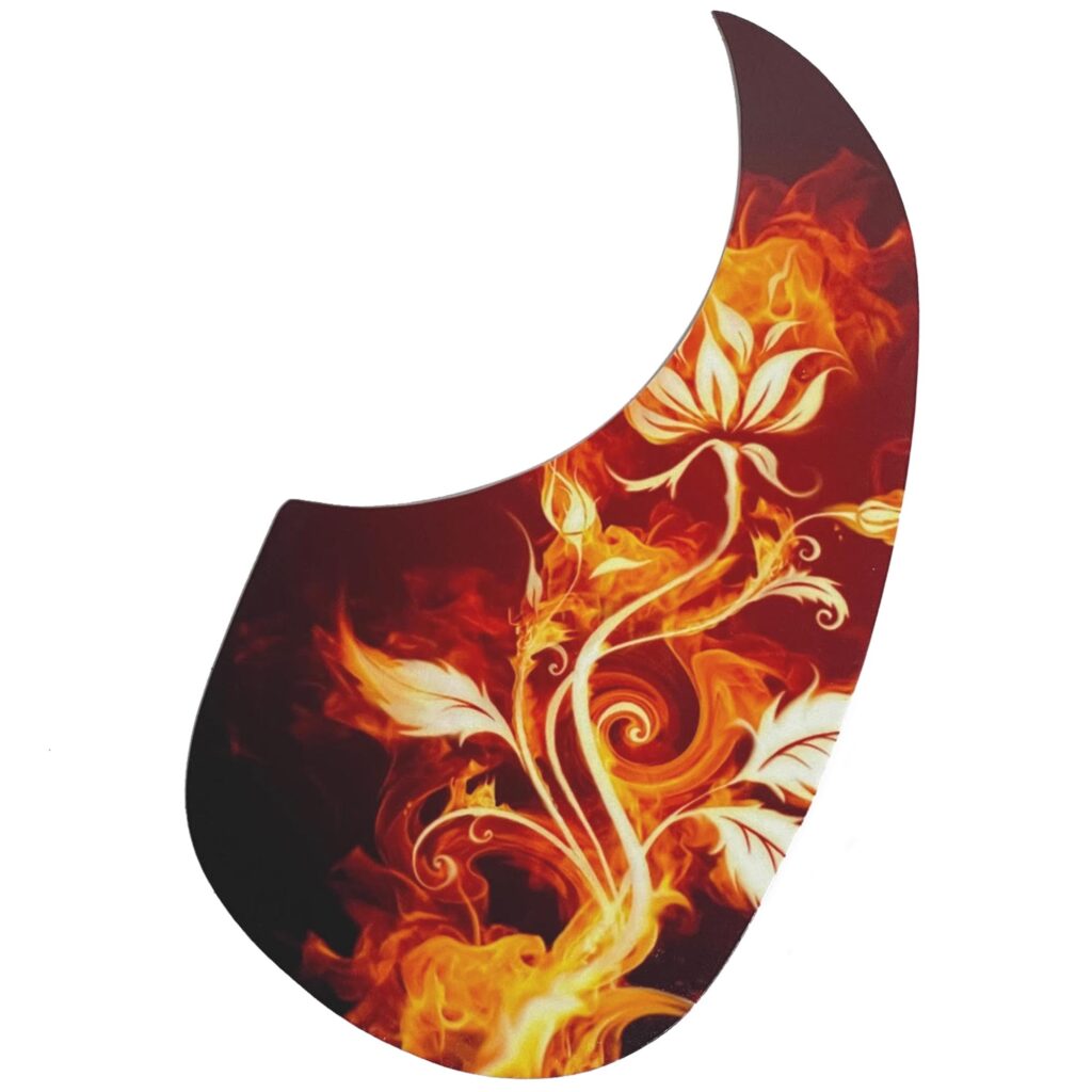 Acoustic Custom Pickguard - Flowers / Flames - 011