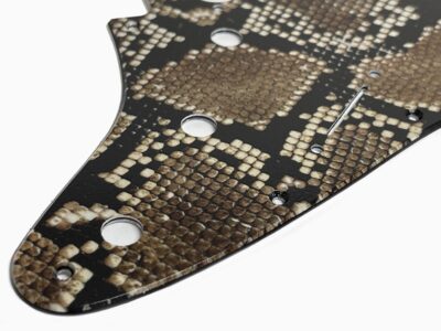 Stratocaster snakeskin custom printed pickguard closeup
