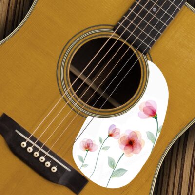 202- GUITAR MARTIN - Pink flowers acoustic pickguard - 202 copy