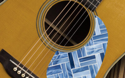 Acoustic Blue Tile Custom Pickguard – Printed chevron tile – 149