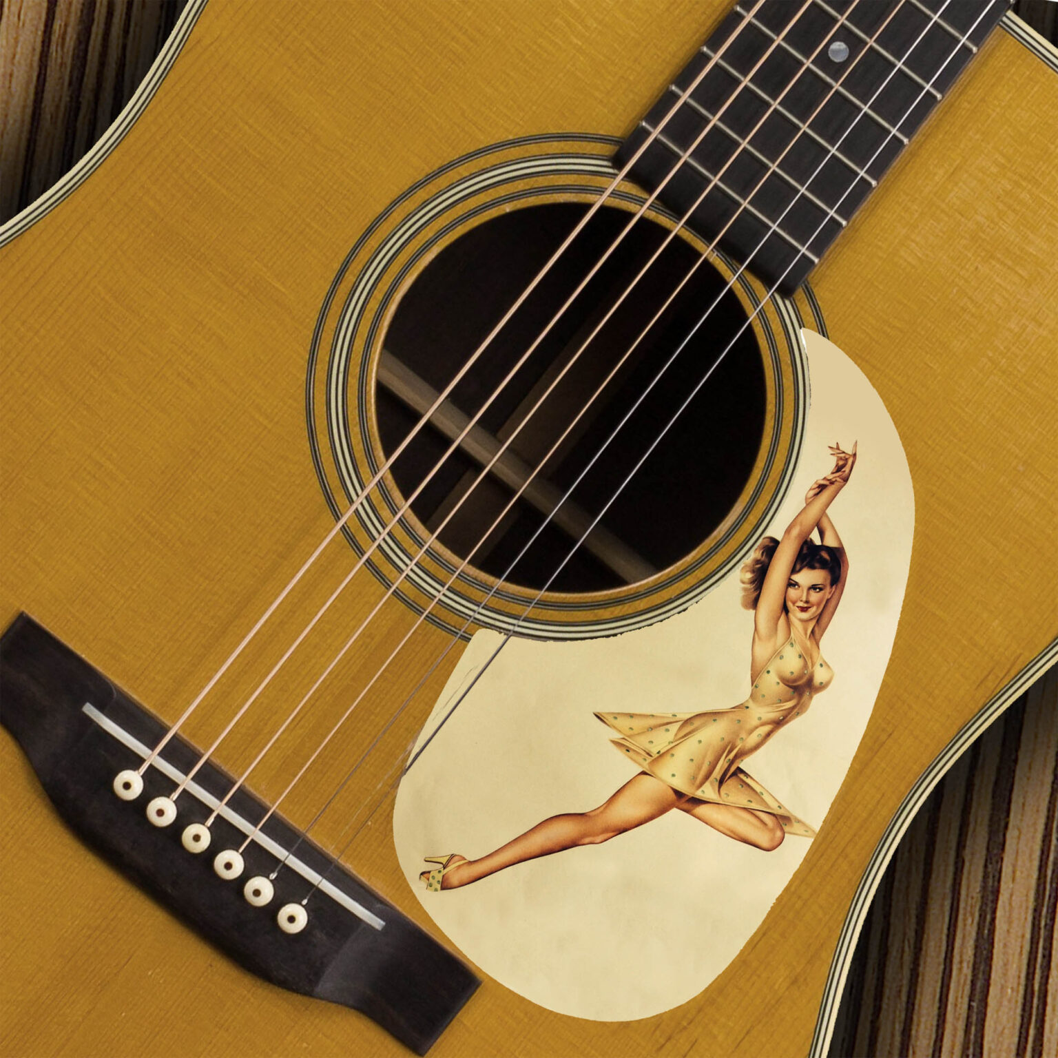 Acoustic dancing pinup Pickguard Custom Printed 160