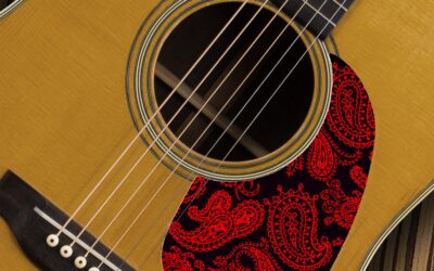 Acoustic red paisley Pickguard – Custom Printed -175