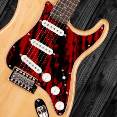 100- SRV Scotch Stratocaster Custom printed pickguard on guitar