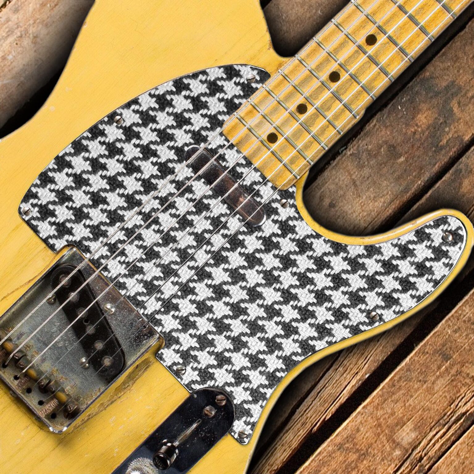 Telecaster houndstooth Pickguard - Custom Printed 3-ply