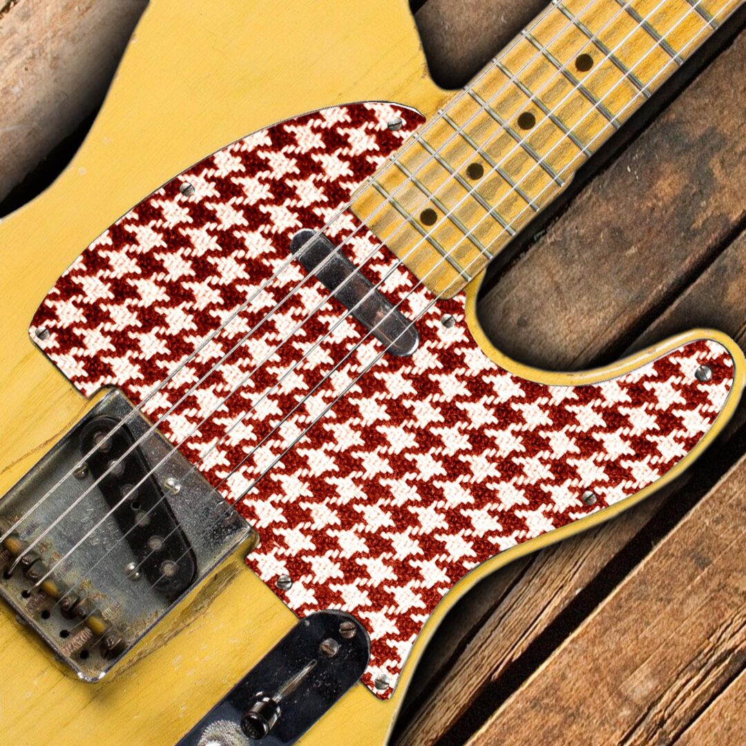 Telecaster Red Houndstooth Pickguard Custom Printed 3 Ply 7910