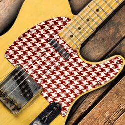 101 - Telecaster Red houndstooth custom printed pickguard on guitar