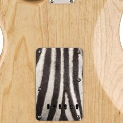 104 - Zebra fur custom printed tremolo cover on guitar