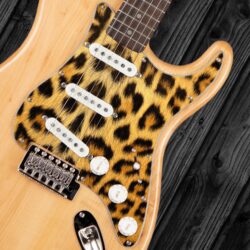 106 -Leopard fur custom printed Stratocaster pickguard on guitar