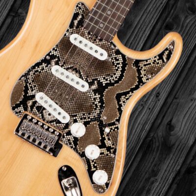 108 - snakeskin custom printed Stratocaster pickguard on guitar