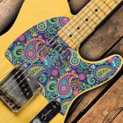 113 - Telecaster - Colorful Paisley custom printed pickguard on guitar