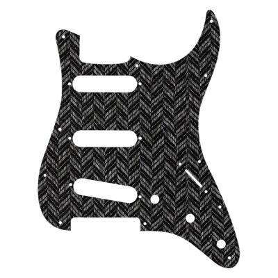 115- Stratocaster - black gray chevron fabric custom printed pickguard