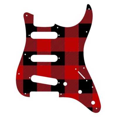 119- Stratocaster - red plaid custom printed pickguard