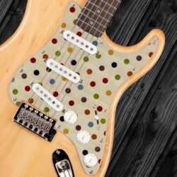 120- Stratocaster -polka dot custom printed pickguard on guitar