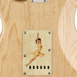 138 - vintage dancing pinup girl custom printed tremolo cover on guitar