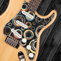 154 - Stratocaster - Abstract circles custom printed pickguard on guitar