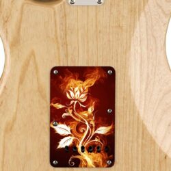 173 - flowers and flames custom printed tremolo cover on guitar