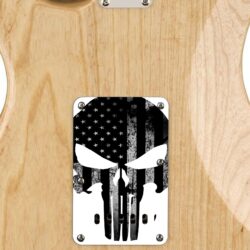 190 - punisher custom printed tremolo cover on guitar