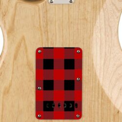 194 - red plaid custom printed tremolo cover on guitar