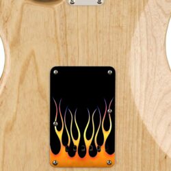 196 - hotrod flames custom printed tremolo cover on guitar