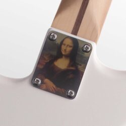 00 - DaVinci Mona Lisa Color graphic Fender neckplate on guitar