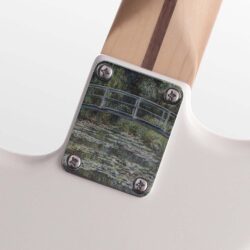 00 - Monet Waterlily Color graphic Fender neckplate on guitar