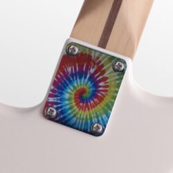 02 - Vintage 70s Tie Dyed Color graphic Fender neckplate on guitar