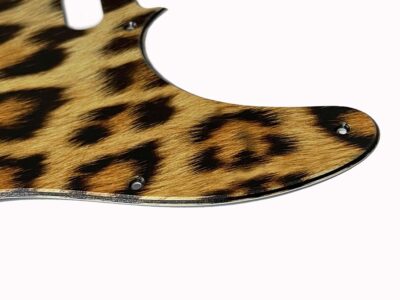 107 - Leopard Custom printed Telecaster pickguard closeup