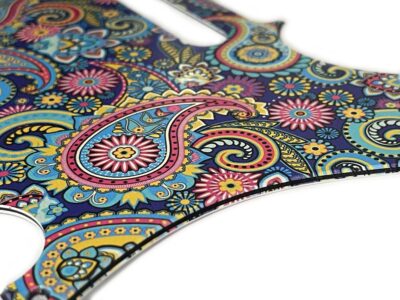 113 - Telecaster - Colorful Paisley custom printed pickguard closeup