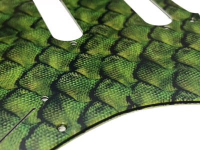 127 - Stratocaster Dragon Skin custom printed pickguard closeup
