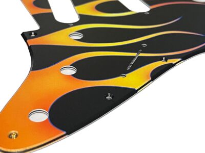 111 - Stratocaster - Hotrod flames custom printed pickguard closeup