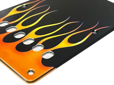 196 - hotrod flames custom printed tremolo cover closeup