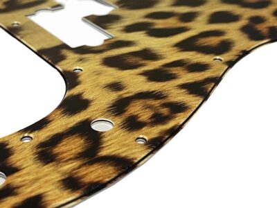 100 - PBASS custom printed pickguard- leopard fur closeup